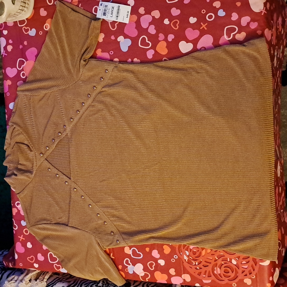 INC Sexy Stylish Cutout with Gold Studs Top Sz L